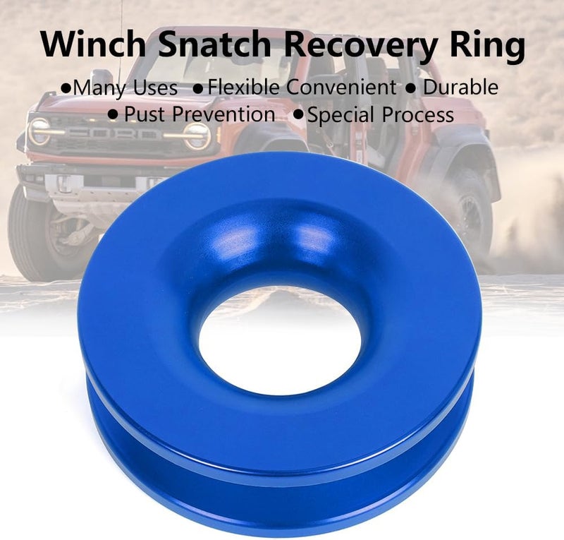 BARTOO Winch Snatch Recovery Ring 66,000 lbs, Snatch Towing Ring for Soft Shackle & Synthetic Rope, Winch Snatch for ATV UTV SUV Off-Road Vehicle, Blue - Image 4